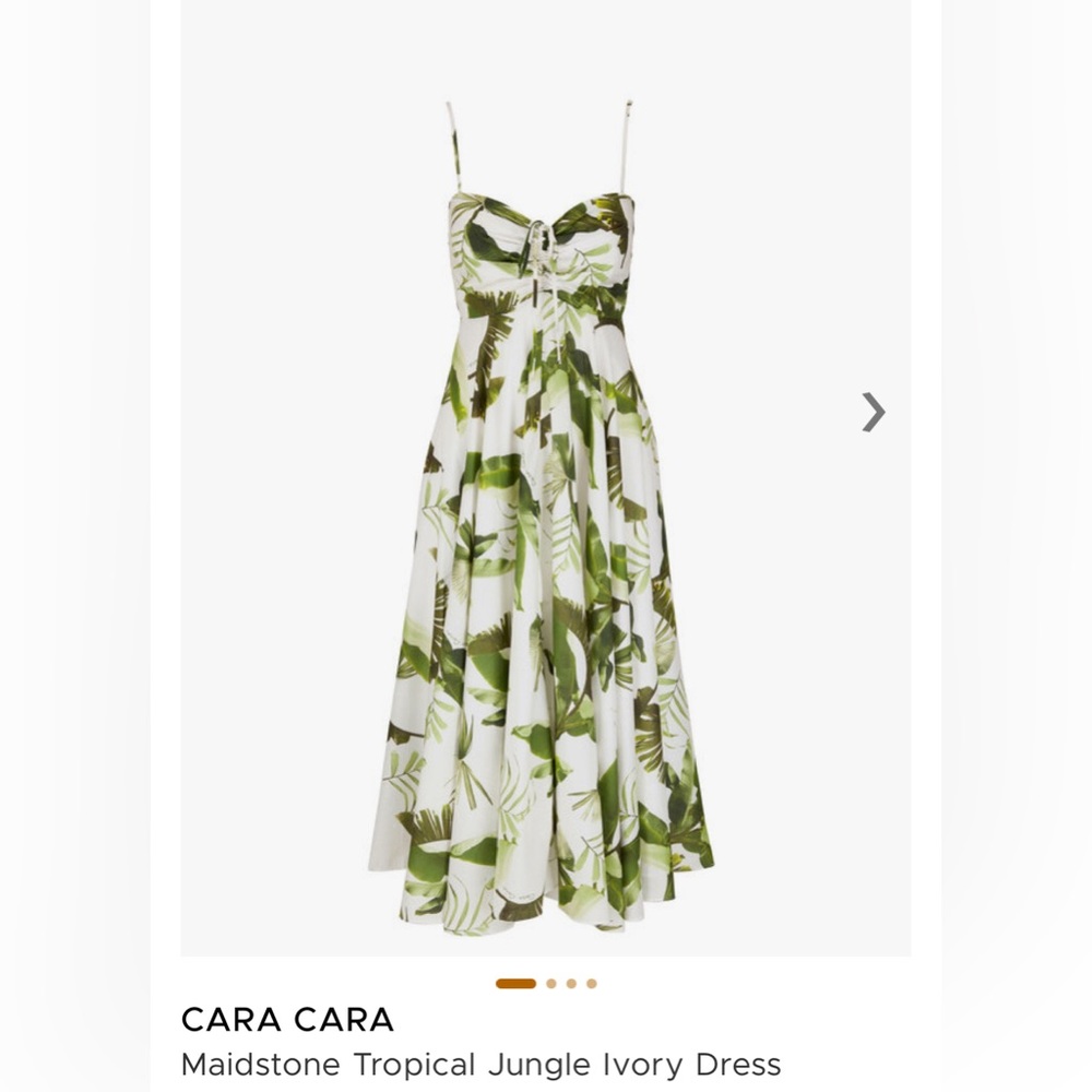 Cara Cara Green Leaf Print Midi Dress